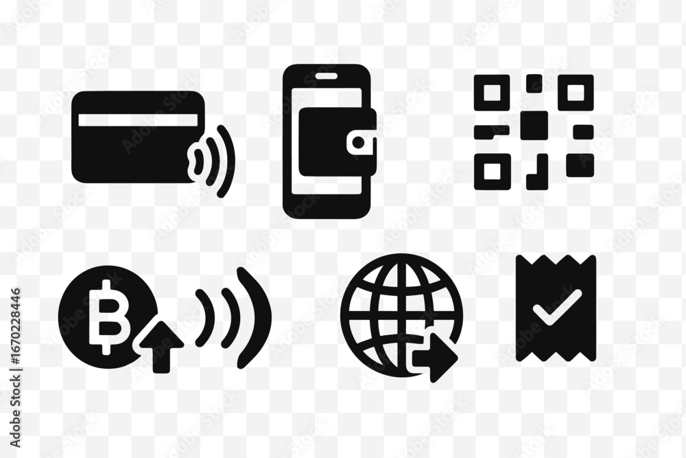 Aufkleber vector outline icon set representing digital payment methods and cryptocurrency transactions for mod