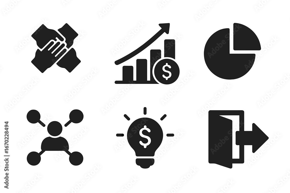Poster this collection features vector outline icons that represent various business concepts