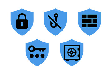 Naklejka na ściany i meble Security icons representing safety measures and protection methods