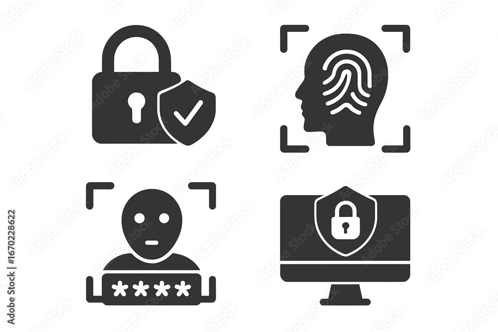 Poster vector art illustrating security concepts and protective icons