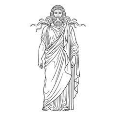 Elegant Oceanus Line Art – Oceanus Vector Illustration Clean Mythical God Drawing – Oceanus Drawing – Line Art Drawing of Oceanus – Oceanus Icon – Greek God Vector