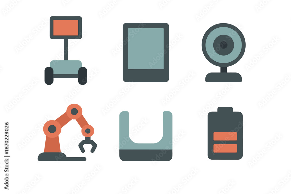 Poster collection of technology and automation tools in vector style