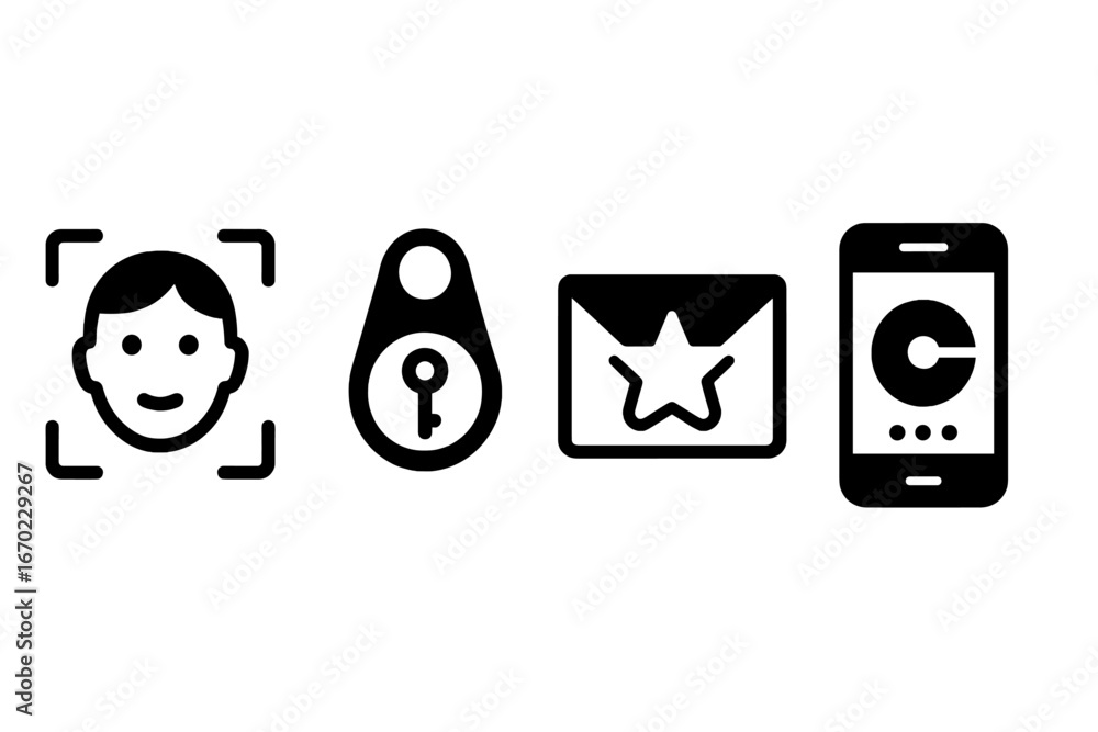 Poster digital security concepts: facial recognition and encryption