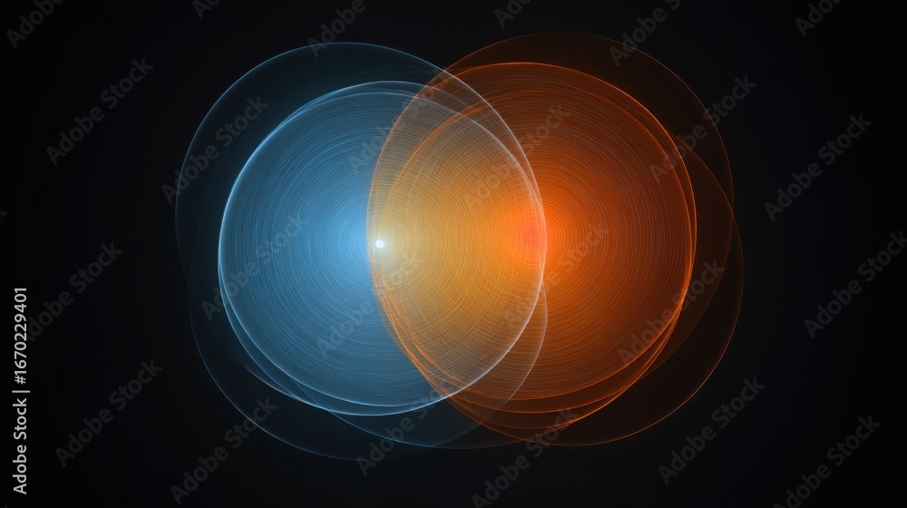 Poster captivating light painting of a circle illustrating fibonacci volume weighted conflict visualizer ic
