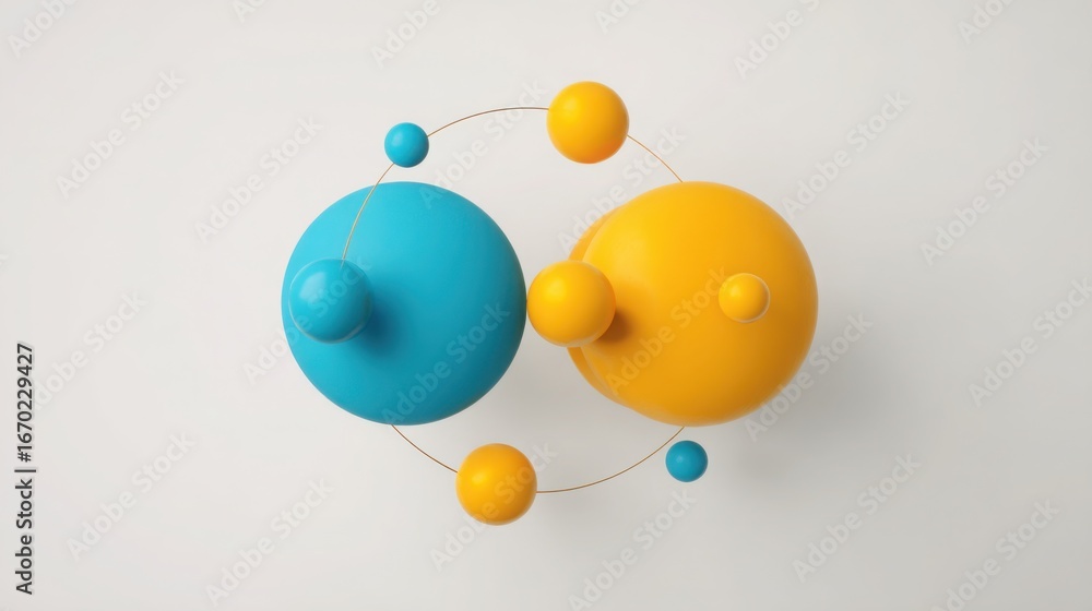 Poster contemporary wall mounted sculpture featuring two spheres representing fibonacci volume weighted con