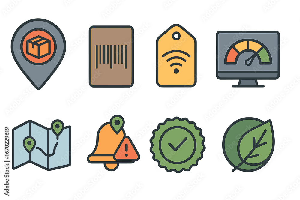 Poster vector icons for delivery and tracking systems