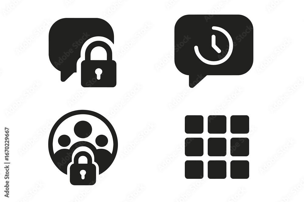 Poster secure communication icons for digital privacy and teamwork