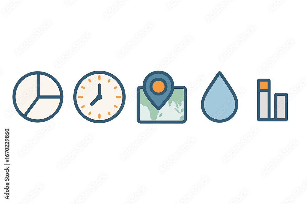 Poster vector illustration showing various icons representing data analysis