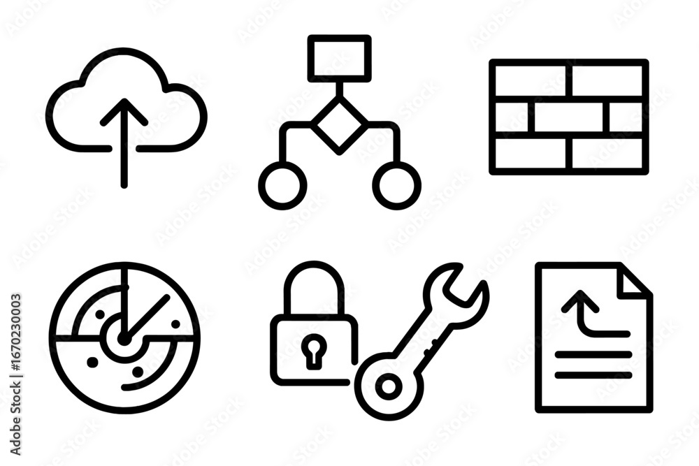 Poster tech and data management vector icons