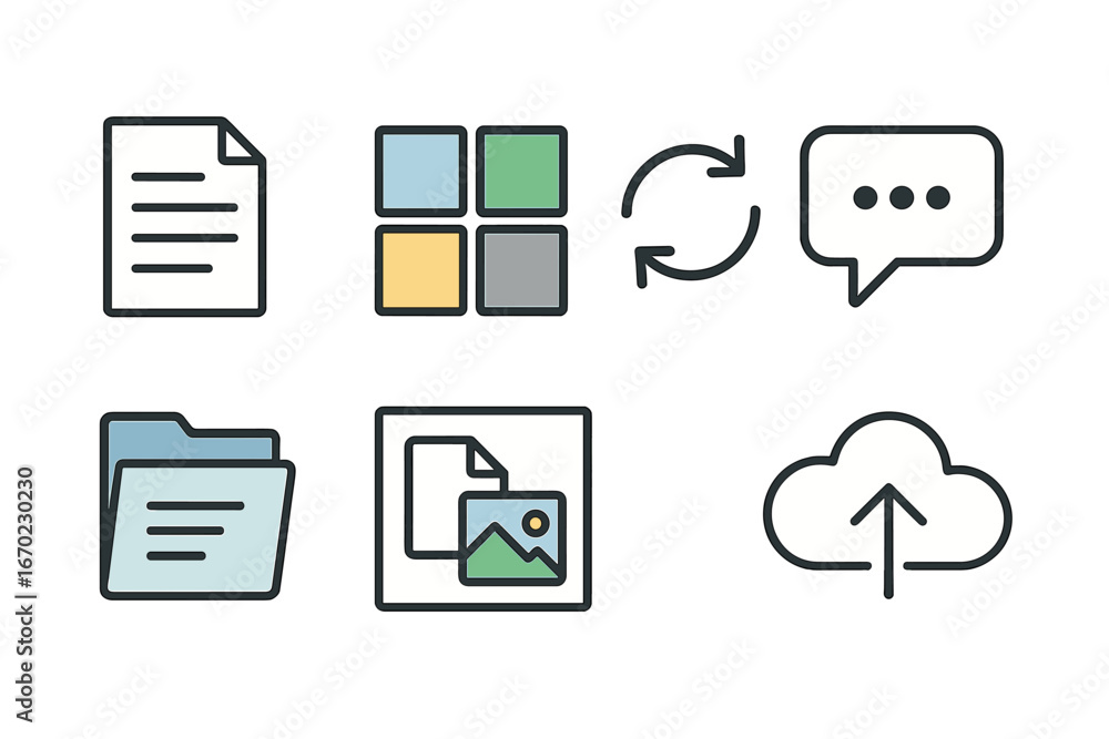 Poster vector icons for data management and communication