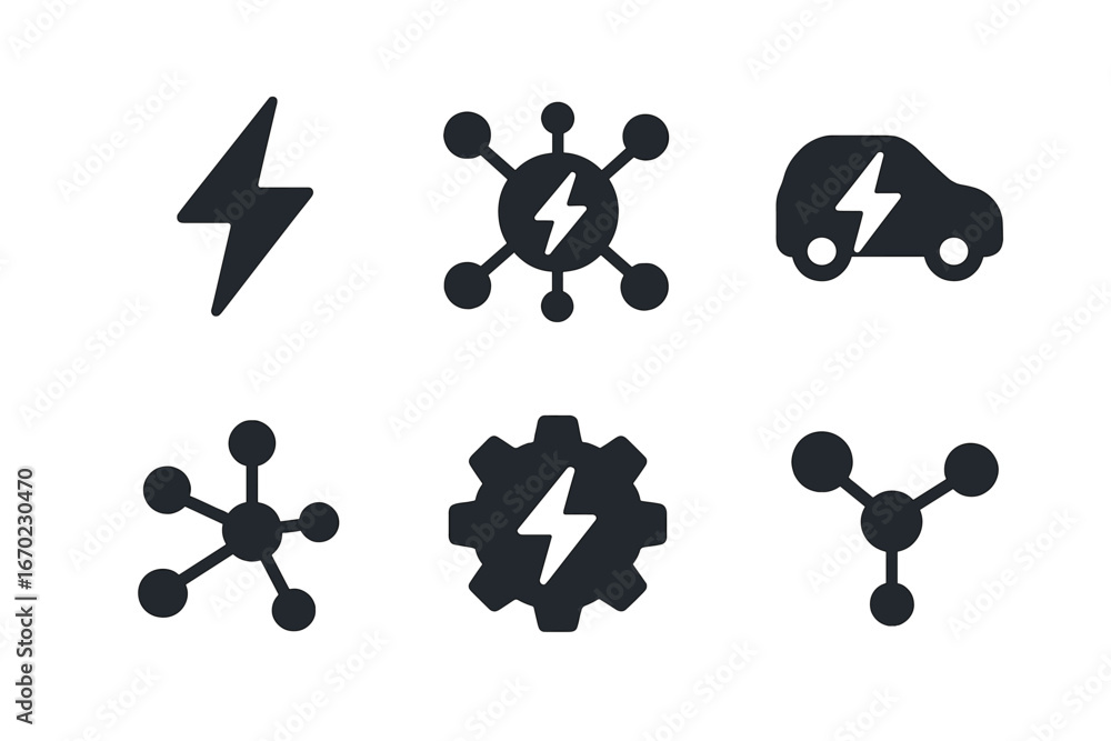 Poster power symbols for technology and energy concepts in vector format