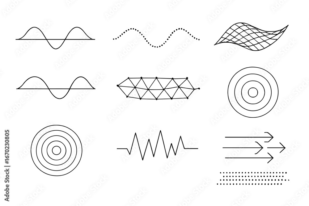 Aufkleber abstract vector illustrations of various geometric patterns and waves