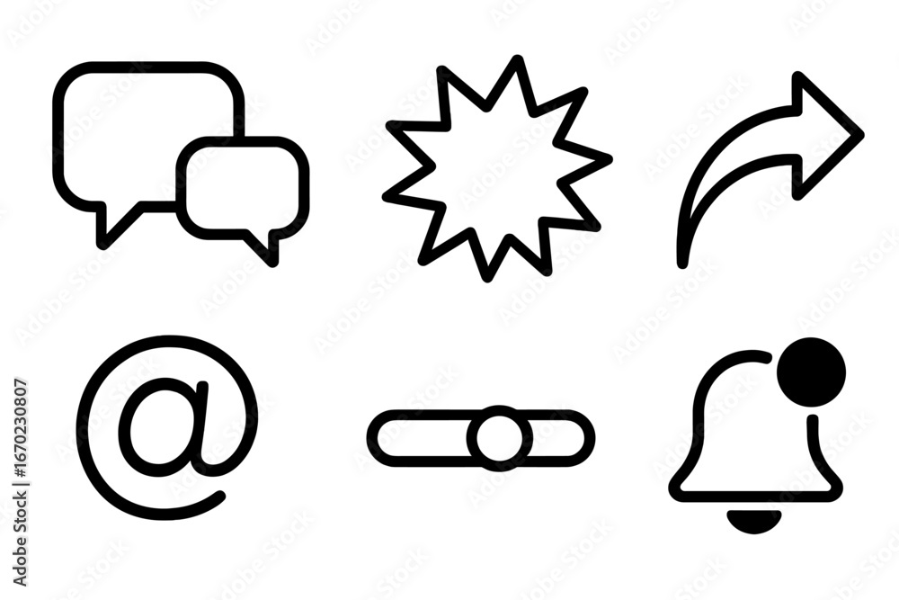 Poster modern vector icons for communication, notifications, and interaction