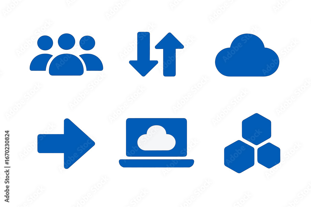 Poster vector illustration of cloud computing and data transfer icons