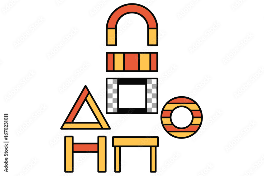 Poster vector outline icon set featuring various shapes and symbols for design applications and creative pr