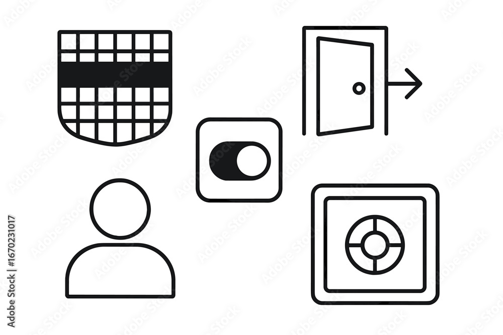 Poster icons and ui elements for navigation in a vector style