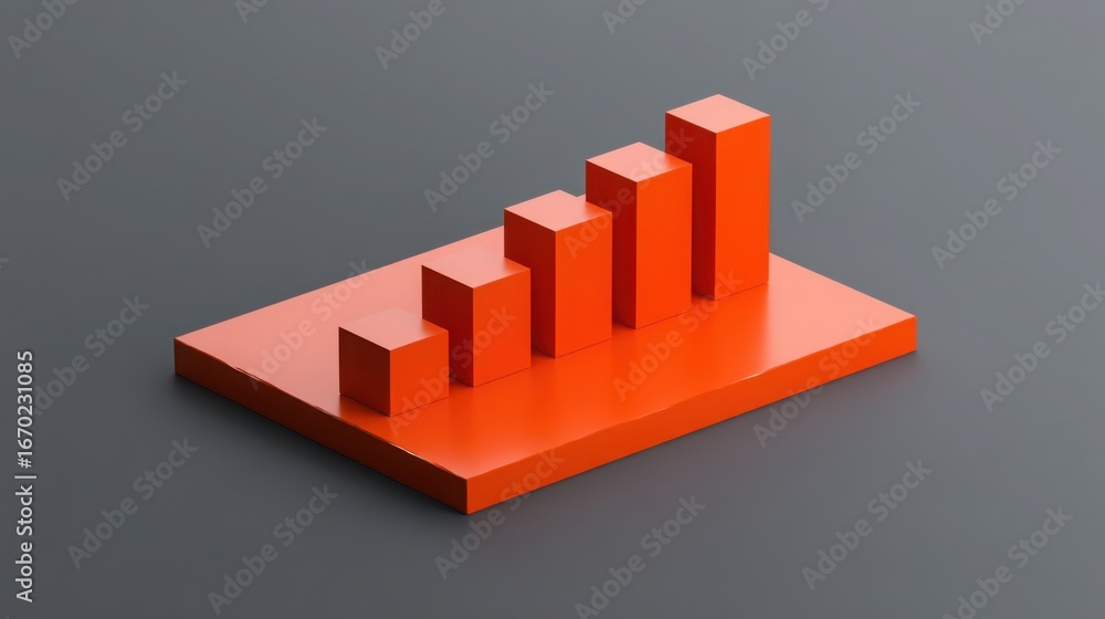 Aufkleber red 3d bar chart depicting financial performance metrics and trends for business analysis and strate