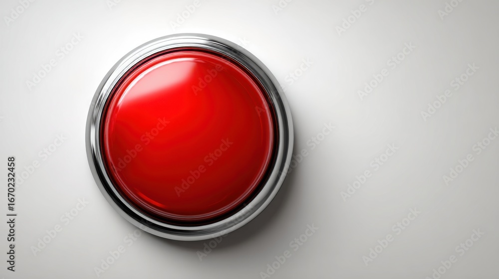 Poster bright red button symbolizing financial alert center concept for notifying users about spending and 