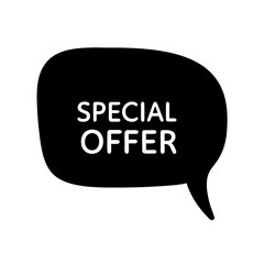 Speech bubble sign announcing limited time special offer in white letters