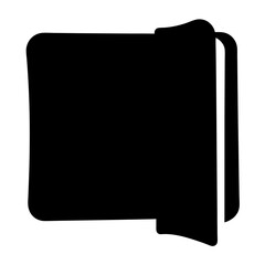 Silhouette of a book or document with curled edge, in black