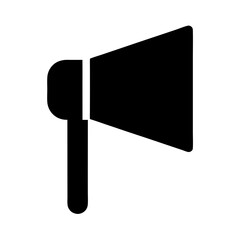 Bold black megaphone illustration symbolizing announcement, marketing and public address