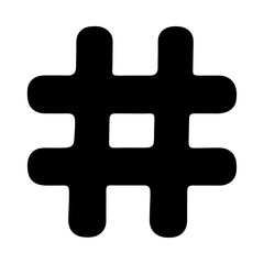 Black Hash Symbol Graphic with Rounded Edges on Transparent Background