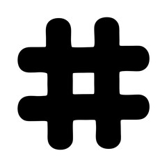 Illustration of a black rounded hashtag symbol on a white background