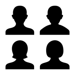 Black Silhouette Icon Set of People Isolated on a White Background