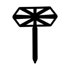 Monochrome Geometric Design Featuring a Unique Shaped Symbol with Distinctive Lines