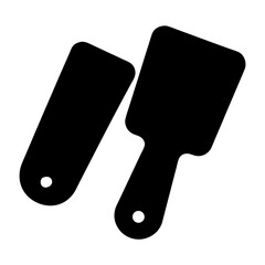 Abstract depiction of two black paddles with rounded corners and holes