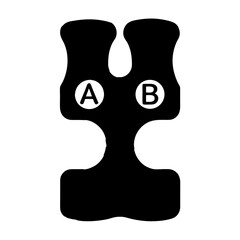 Abstract Illustration of a Black Shape with the Letters A and B Inside Circles