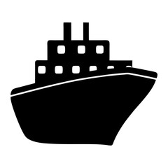 Silhouette of a cruise ship or ferry boat against a white background