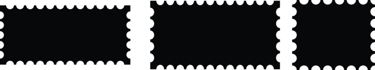 Postage stamp rectangle and square set. Rectangle shape frame with zigzag edge. Set of Zigzag and colorful Shapes. Postage stamp set. Mockup postage stamps.
