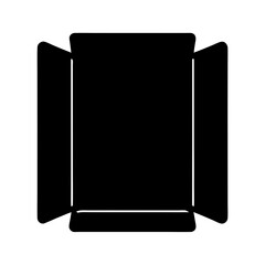 Studio lighting barn doors, light shaping and controlling techniques depicted in black and white