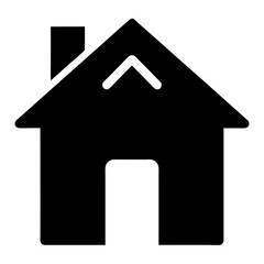 Simple stylized house icon with chimney and directional arrow inside