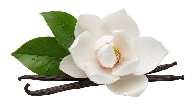 Magnolia with vanilla isolated on transparent background