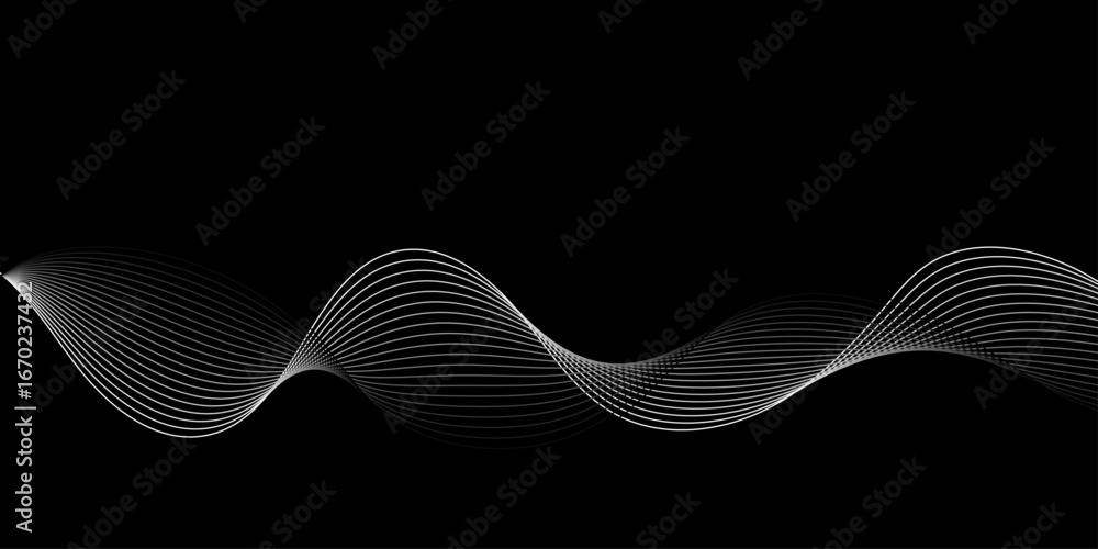 Aufkleber abstract black background with whit line. modern template abstract design flowing particles digital 