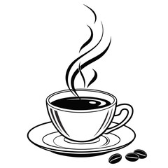 Cup of Coffee Vector Illustration, Isolated on White Background