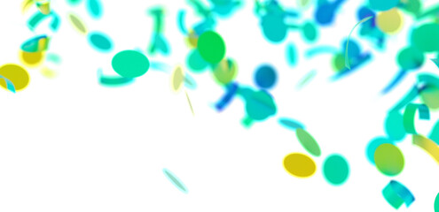 Bright, vibrant confetti falling on white. Perfect for celebrations, parties, and festive designs.