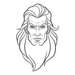 Ethereal Triton Line Art – Triton Vector Outline Drawing with Celestial Divine Details – Triton Drawing – Vector of Triton – Triton Outline – Greek God Lineart