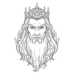 Obraz premium Divine Triton Line Art – Triton Vector Illustration Smooth Celestial God Drawing – Triton Drawing – Line Art Drawing of Triton – Triton Icon – Greek God Vector