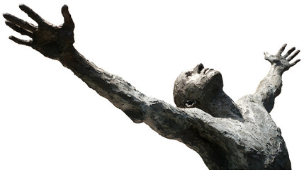 Fototapeta premium Expressive sculpture of man dramatically reaching upward