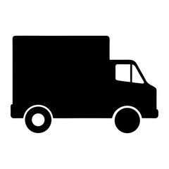 Silhouette of a delivery truck showing a black cargo van side view