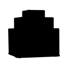 Silhouette of a three tiered cake, isolated against a white background