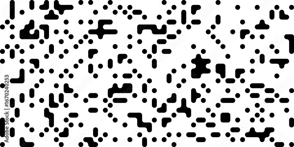 Aufkleber abstract black and white metaball pattern with connected organic shapes and circular dots. seamless 
