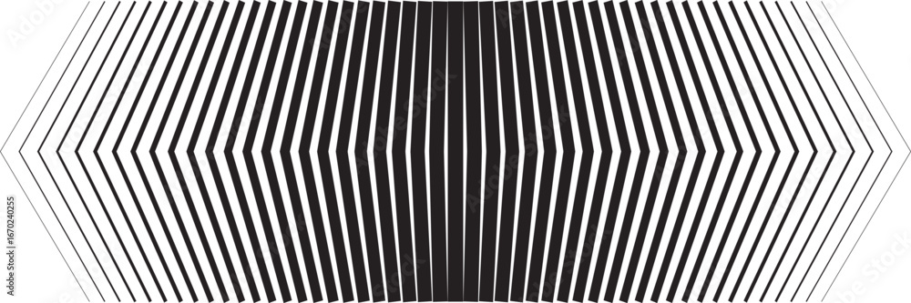 Poster geometric black and white pattern. optical illusion background with wavy chevron lines forming dynam