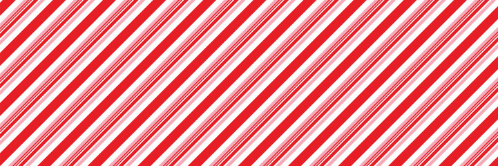 Candy cane Christmas background, peppermint diagonal stripes print seamless pattern