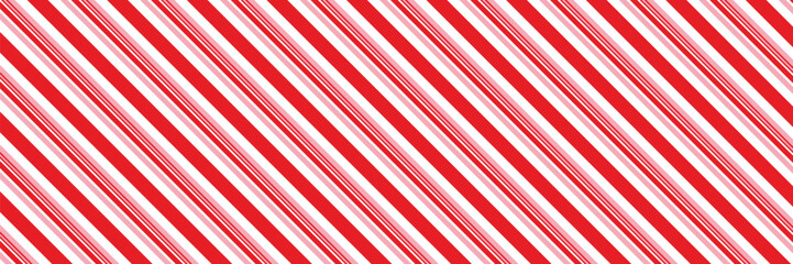 Candy cane Christmas background, peppermint diagonal stripes print seamless pattern