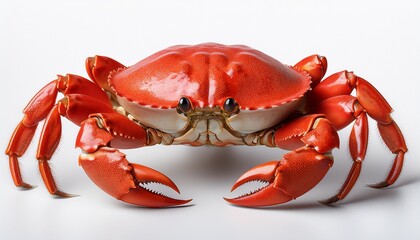 bright red crab with detailed textures against a white background