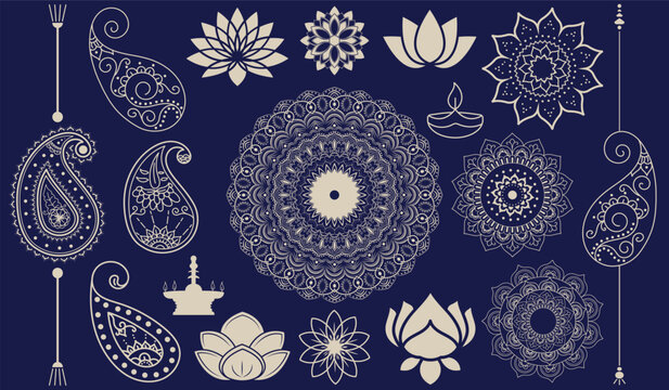 Mandala and Paisley Lotus Ornament Vector Design for Decoration and Spiritual Art